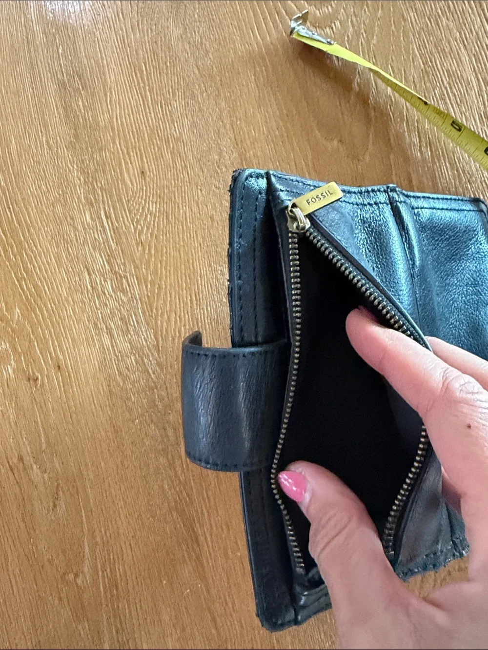 Fossil Black Leather Snap Continental Wallet
